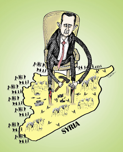 Cartoon: Syria War (medium) by dariush ramezani tagged war,syria,bashar