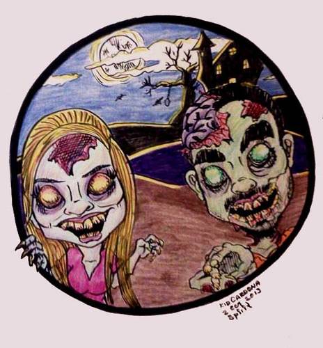 Cartoon: Zombie-tures (medium) by kidcardona tagged caricature,cartoon,halloween,monster,fun,holiday,dead