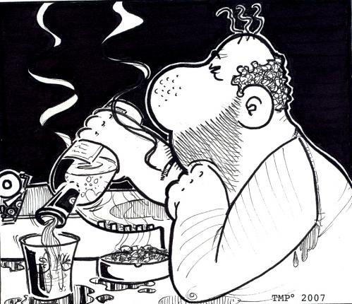 Cartoon: buck (medium) by buddybradley tagged bukowski,buck,drunk,caricature,black,and,white,illustration