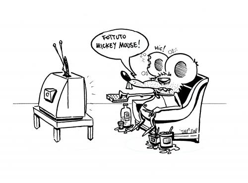 Cartoon: Menomouse vs Mickey Mouse (medium) by buddybradley tagged mickey,mouse,tv,cartoon,disney,mice,rat,illustration
