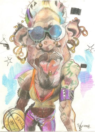 Cartoon: Dennis Rodman (medium) by RoyCaricaturas tagged rodman,dennis,nba,basketball,chicago,bulls