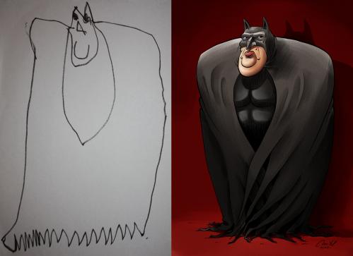 Cartoon: The Marquis of Gotham (medium) by Mikl tagged mikl,michael,olivier,miklart,art,illustration,painting,kid,drawing,batman,marquis,gotham,drawmadaire