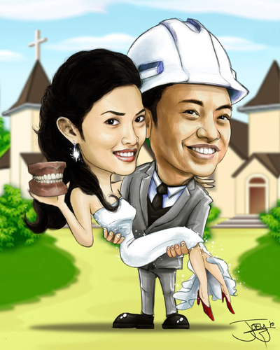 Cartoon: caricature wedding (medium) by juwecurfew tagged weddings