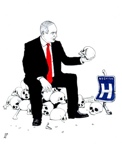 Cartoon: Be or not to be genocidal (medium) by paolo lombardi tagged netanyahu,war,gaza,be