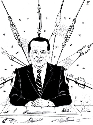 Cartoon: Berlusconi s return (medium) by paolo lombardi tagged berlusconi,italy,mafia,fascim,populism,elections