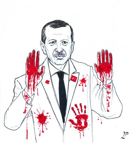 Cartoon: Blood of Afrin (medium) by paolo lombardi tagged erdogan,turkey,war