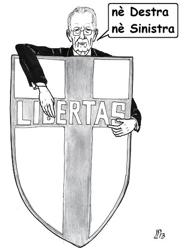 Cartoon: Dritto al Centro (medium) by paolo lombardi tagged italy,politics,satire,cartoon,monti