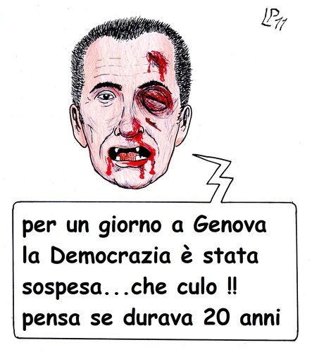 Cartoon: Genova G-8 2001 (medium) by paolo lombardi tagged italy,dictature,politics