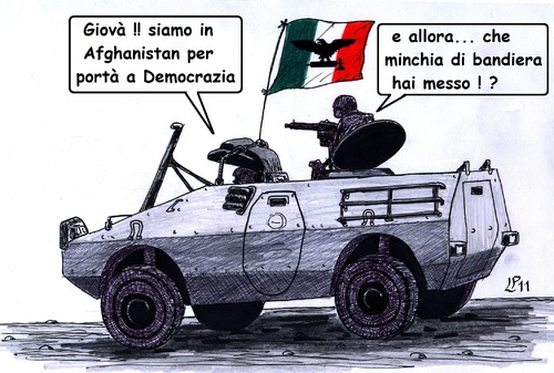 Cartoon: Giornata del Tricolore (medium) by paolo lombardi tagged satire,war,afghanistan,politics,italy