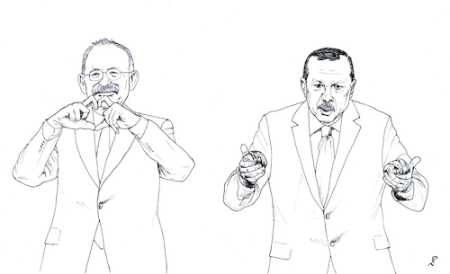 Cartoon: Heart or stones (medium) by paolo lombardi tagged erdogan,turkey,elections,kilicdaroglu