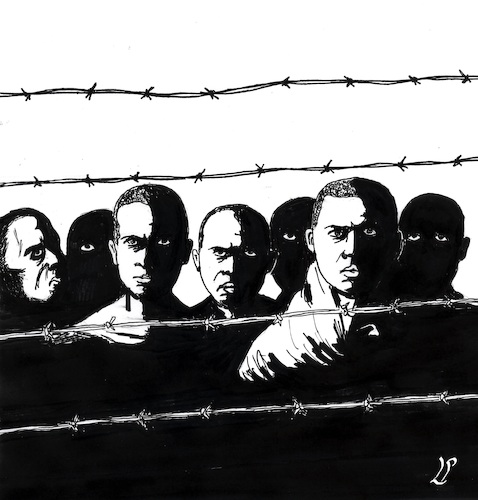 Cartoon: Immigrant detention center (medium) by paolo lombardi tagged libya,refugees