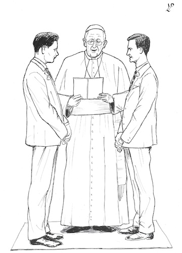 Cartoon: Just married (medium) by paolo lombardi tagged pope,francis,gay