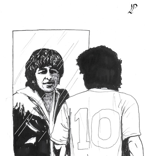 Cartoon: Mirror (medium) by paolo lombardi tagged maradona
