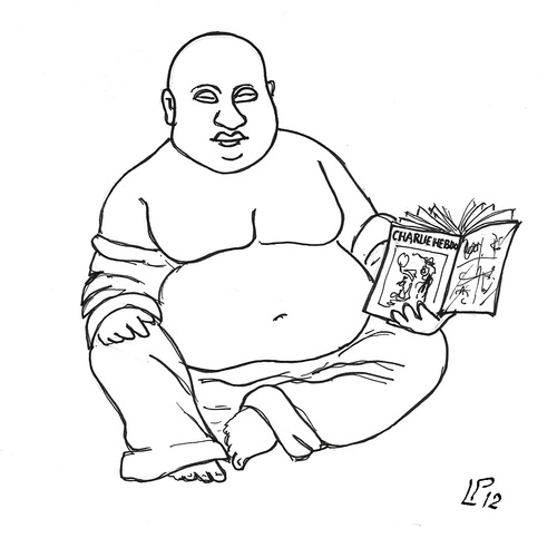 Cartoon: Reading CHARLIE HEBDO (medium) by paolo lombardi tagged france,satire,caricature,religion