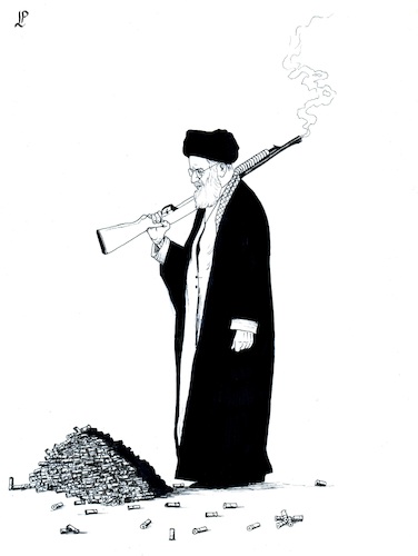 Cartoon: Repression in Iran (medium) by paolo lombardi tagged iran,khamenei,riot,repression