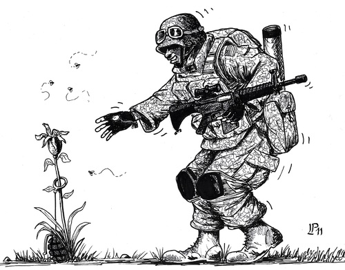 Cartoon: Taliban Flower (medium) by paolo lombardi tagged peace,war,usa,afghanistan