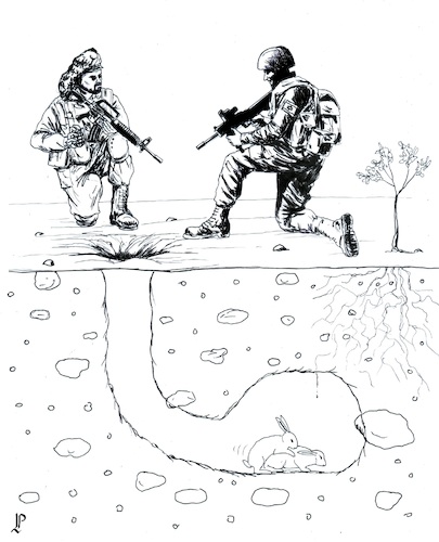 Cartoon: Tunnel of love (medium) by paolo lombardi tagged gaza,israel,war,peace,hamas