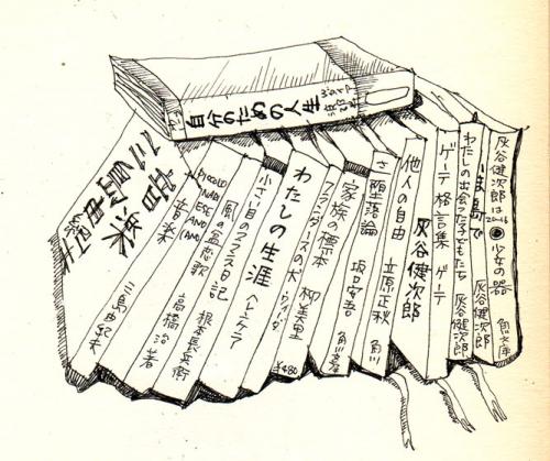 Cartoon: books (medium) by etsuko tagged book,japanese,illustration,buch,bücher,japanisch,japan,lesen,literatur,bildung,wissen