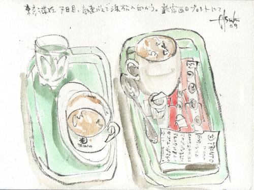 Cartoon: breakfast  at  bar (medium) by etsuko tagged tokyo