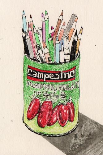 Cartoon: campesino (medium) by etsuko tagged illustration,pomodori,pelati,illustration,stifte,stift,schreiben,malen,zeichnen,werkzeug,tomaten,büchse,dosen,dosenfutter,nahrung,ernährung,soße,tomatensoße