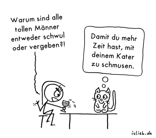 Cartoon: Tolle Männer (medium) by islieb tagged islieb,schmusen,katze,kater,dating,single,vergeben,schwul,männer