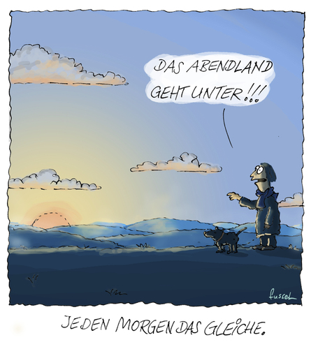 Cartoon: Jeden Morgen (medium) by fussel tagged islamisierung,des,abendlandes,sprache,pegida,abendland,morgenland,sonnenaufgang,legida,komische,ansichten,fussel,cartoon,islamisierung,des,abendlandes,sprache,pegida,abendland,morgenland,sonnenaufgang,legida,komische,ansichten,fussel,cartoon