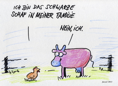 Cartoon: Schwarzes Schaf (medium) by fussel tagged familie,schwarzes,schaf