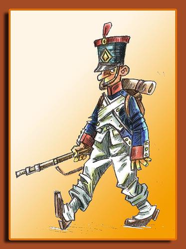 Cartoon: SOLDADO NAPOLEONICO (medium) by PEPE GONZALEZ tagged soldier,soldado,war,guerra,napoleon,waterloo,draw,dibujo,corel