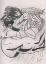 Cartoon: Wolverine (small) by Krinisty tagged comics wolverine kissing drawing black and white art krinisty
