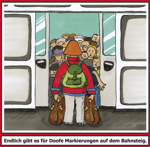 Cartoon: Exit (medium) by SoRei tagged einmal,auf,alle,barrikade,verkehrsmittel,öffentliche,einsteigen,aussteigen,reihenfolge,logik,einstiegsmarkierung