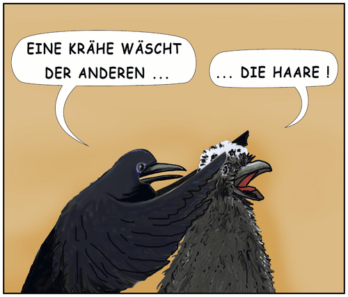 Cartoon: Binomische Sprichworte (medium) by SoRei tagged eine,krähe,hackt,der,anderen,kein,auge,aus,hand,wäscht,die,andere,rabe,krähenvogel,korkkrähe,rabenvogel,elster,haare,waschen,redensart,sprichwort,eine,krähe,hackt,der,anderen,kein,auge,aus,hand,wäscht,die,andere,rabe,krähenvogel,korkkrähe,rabenvogel,elster,haare,waschen,redensart,sprichwort