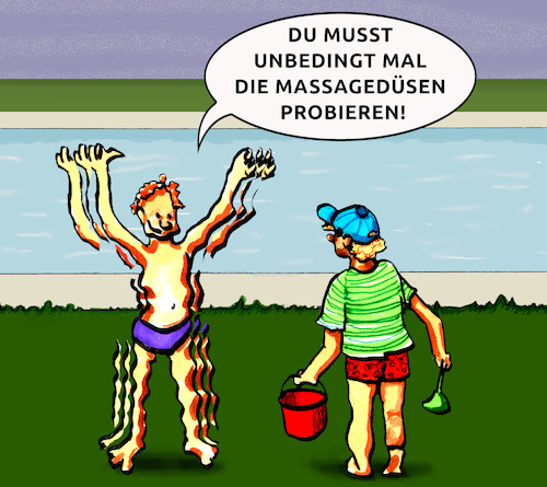 Cartoon: Lockerungsübung (medium) by SoRei tagged freibad,schwimmbad,massage,massagedüsen,wasser,selbstmassage,lockerung,muskeln,faszien,nachwirkung,wirkung,tiefenmassage,entspannung,verspannung,muskeltonus,durchblutung,hydrojet,nebenwirkung,intensiv,kraftvoll,zittern,zittrig,freibad,schwimmbad,massage,massagedüsen,wasser,selbstmassage,lockerung,muskeln,faszien,nachwirkung,wirkung,tiefenmassage,entspannung,verspannung,muskeltonus,durchblutung,hydrojet,nebenwirkung,intensiv,kraftvoll,zittern,zittrig