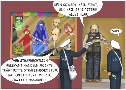 Cartoon: Tipps und Tricks (medium) by SoRei tagged karneval,polizei,kostümtipp,köln,mer,stelle,alles,op,der,kopp,flyer,broschüre,info,spaghettilöffel,sträflingskostüm,ermittlung,fahndung,strafrechtlich,relevant,cowboy,pirat,jediritter,deeskalation,milieu,kostümverleih,kostümverkauf,prävention,aufklärung,streife,präsenz,waffen,scheinwaffen,erkennungsdienstliches,erfassen,behandeln,kölle,alaaf,rosenmontagsumzug,zuch,kütt,karneval,polizei,kostümtipp,köln,mer,stelle,alles,op,der,kopp,flyer,broschüre,info,spaghettilöffel,sträflingskostüm,ermittlung,fahndung,strafrechtlich,relevant,cowboy,pirat