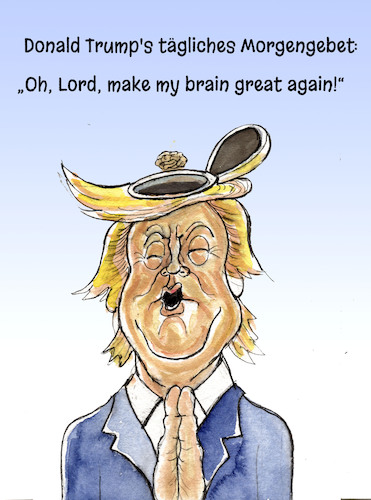 Cartoon: Donald Trump (medium) by Bert Kohl tagged no,brain