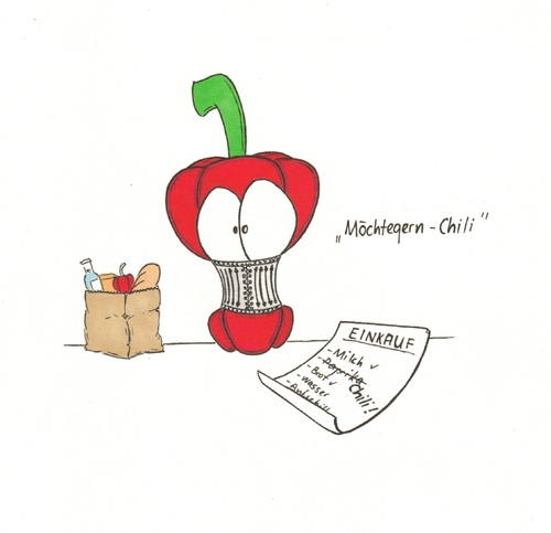Cartoon: Möchtegern-Chili (medium) by The Illustrator tagged chili,pepper,paprika,möchtegern,einkauf,einkaufsliste