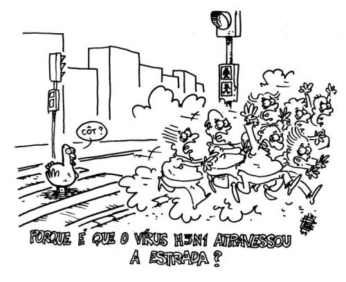 Cartoon: why did the H5N1 cross the road? (medium) by toonman tagged chicken,flu,h5n1,the