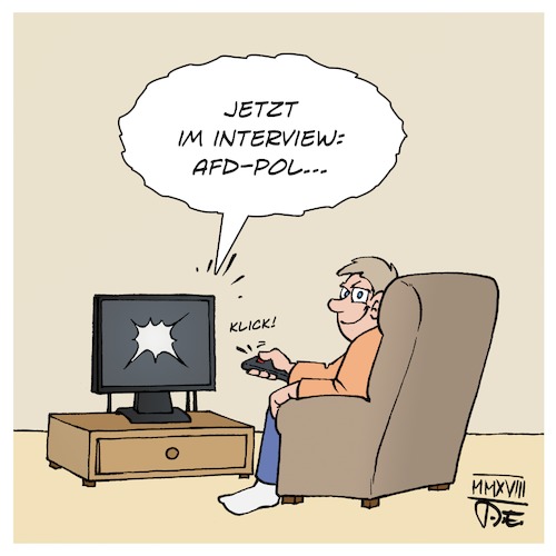 Cartoon: AfD Interview (medium) by Timo Essner tagged afd,ard,zdf,medien,tv,fernsehen,radio,interview,medienkompetenz,geistige,hygiene,aufmerksamkeitsökonomie,overton,fenster,zuschauer,konsument,politik,wirtschaft,themen,bildung,pflege,asylpolitik,cartoon,timo,essner,afd,ard,zdf,medien,tv,fernsehen,radio,interview,medienkompetenz,geistige,hygiene,aufmerksamkeitsökonomie,overton,fenster,zuschauer,konsument,politik,wirtschaft,themen,bildung,pflege,asylpolitik,cartoon,timo,essner