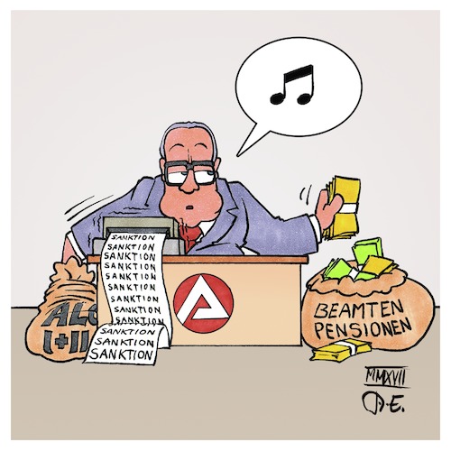 Cartoon: Arbeitsagentur Überschuss (medium) by Timo Essner tagged arge,arbeitsagentur,jobcenter,ba,frank,jürgen,weise,hartz4,hartziv,alg1,alg2,millionenüberschuss,beamten,pensionen,arbeitsmarkt,cartoon,timo,essner,arge,arbeitsagentur,jobcenter,ba,frank,jürgen,weise,hartz4,hartziv,alg1,alg2,millionenüberschuss,beamten,pensionen,arbeitsmarkt,cartoon,timo,essner