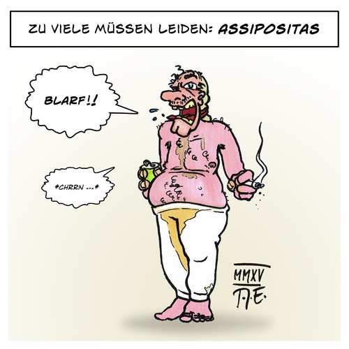 Cartoon: Assipositas (medium) by Timo Essner tagged adipositas,volksseuche,epidemie,deutschland,assi,benehmen,deutsche,kultur,krankheit