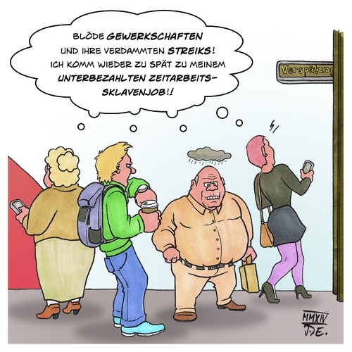 Cartoon: Bahnstreik (medium) by Timo Essner tagged streik,gewerkschaft,lohn,gehälter,gerechtigkeit,streik,gewerkschaft,lohn,gehälter,gerechtigkeit