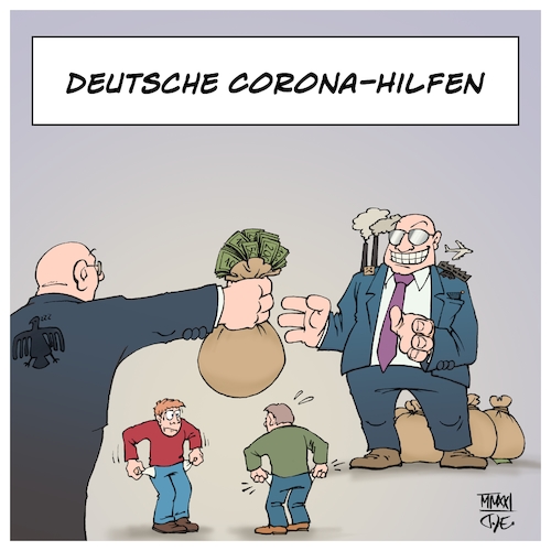 Cartoon: Corona-Wirtschaftshilfen (medium) by Timo Essner tagged deutschland,corona,wirtschaftshilfen,novemberhilfe,dezemberhilfe,neustarthilfe,mittelstand,lufthansa,tui,daimler,vw,wirtschaftsministerium,bundesländer,betrug,korruption,maskendeals,einstellung,hilfen,cartoon,timo,essner,deutschland,corona,wirtschaftshilfen,novemberhilfe,dezemberhilfe,neustarthilfe,mittelstand,lufthansa,tui,daimler,vw,wirtschaftsministerium,bundesländer,betrug,korruption,maskendeals,einstellung,hilfen,cartoon,timo,essner