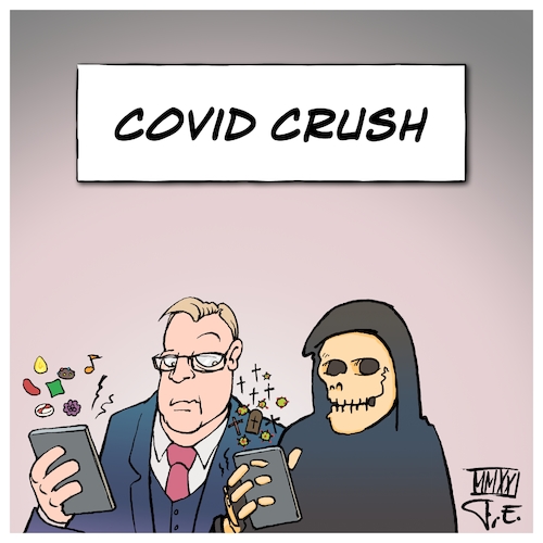 Cartoon: Covid Crush (medium) by Timo Essner tagged corona,covid19,deutschland,thüringen,bodo,ramelow,candy,crush,app,todeszahlen,infektionen,ministerpräsidentenkonferenz,mpk,pandemie,politik,maßnahmen,cartoon,timo,essner,corona,covid19,deutschland,thüringen,bodo,ramelow,candy,crush,app,todeszahlen,infektionen,ministerpräsidentenkonferenz,mpk,pandemie,politik,maßnahmen,cartoon,timo,essner