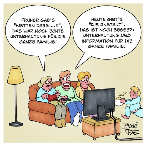 Cartoon: Familie Fernsehen Abendprogramm (medium) by Timo Essner tagged anstalt,max,uthoff,claus,von,wagner,familienprogramm,zdf,bildungsfernsehen,abendprogramm,fernsehen,familie,tv,samstagabend,wetten,dass,cartoon,timo,essner,anstalt,max,uthoff,claus,von,wagner,familienprogramm,zdf,bildungsfernsehen,abendprogramm,fernsehen,familie,tv,samstagabend,wetten,dass,cartoon,timo,essner