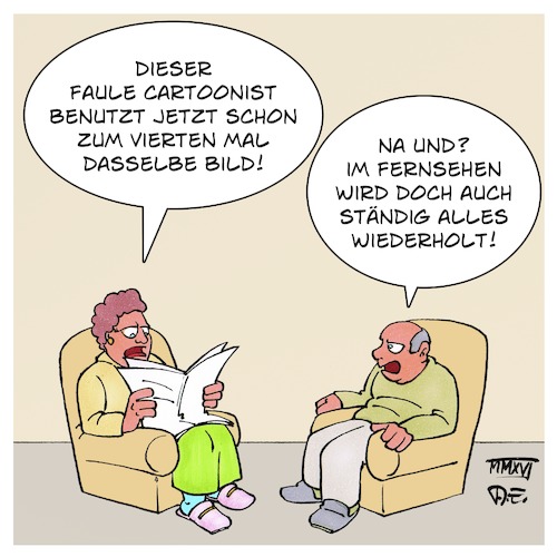 Cartoon: Fauler Cartoonist (medium) by Timo Essner tagged cartoons,karikaturen,pointen,wiederholungen,tetsche,klassiker,timo,essner,cartoons,karikaturen,pointen,wiederholungen,tetsche,klassiker,timo,essner