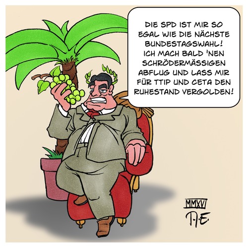 Cartoon: Gabriel TTIP CETA (medium) by Timo Essner tagged sigmar,gabriel,ttip,ceta,freihandelsabkommen,deutschland,eu,usa,spd,sozialdemokraten,wähler,stimmen,wahlen,landtagswahlen,bundestagswahl,partei,konsens,vizekanzler,kanzlerkandidat,gerhard,schröder,goldene,karte,cartoon,timo,essner,sigmar,gabriel,ttip,ceta,freihandelsabkommen,deutschland,eu,usa,spd,sozialdemokraten,wähler,stimmen,wahlen,landtagswahlen,bundestagswahl,partei,konsens,vizekanzler,kanzlerkandidat,gerhard,schröder,goldene,karte,cartoon,timo,essner