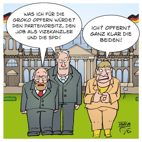 Cartoon: GroKo2018 (medium) by Timo Essner tagged angela,merkel,cdu,horst,seehofer,csu,martin,schulz,spd,andrea,nahles,parteivorstand,groko,koalitionsvertrag,cartoon,timo,essner,angela,merkel,cdu,horst,seehofer,csu,martin,schulz,spd,andrea,nahles,parteivorstand,groko,koalitionsvertrag