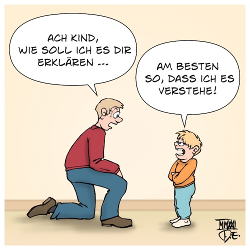 Cartoon: Kindgerecht erklären (medium) by Timo Essner tagged kind,kinder,eltern,vater,väter,mutter,mütter,pädagogik,erziehung,alltag,familie,konfliktlösung,konfliktvermeidung,kommunikation,sprache,reden,erklären,zuhören,verstehen,cartoon,timo,essner,kind,kinder,eltern,vater,väter,mutter,mütter,pädagogik,erziehung,alltag,familie,konfliktlösung,konfliktvermeidung,kommunikation,sprache,reden,erklären,zuhören,verstehen,cartoon,timo,essner