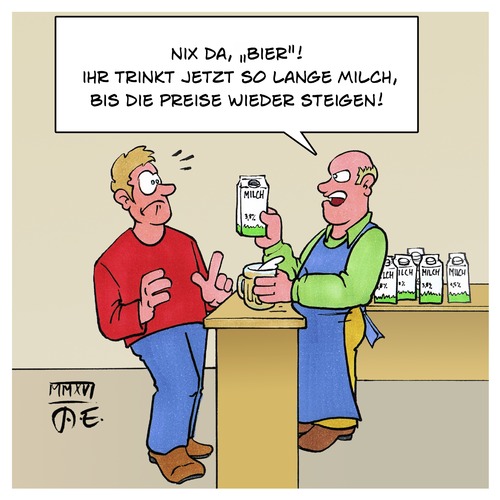 Cartoon: Milchpreise (medium) by Timo Essner tagged bier,kneipe,bar,milch,milchpreis,milchpreise,niedrigpreise,billigmilch,cartoon,timo,essner,bier,kneipe,bar,milch,milchpreis,milchpreise,niedrigpreise,billigmilch,cartoon,timo,essner