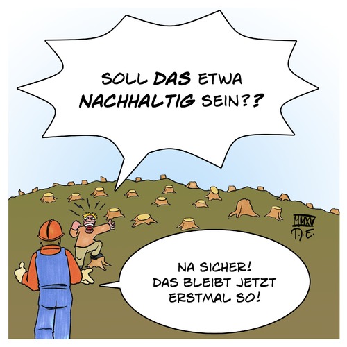 Cartoon: Nachhaltige Forstwirtschaft (medium) by Timo Essner tagged baum,bäume,wald,wälder,naturwald,naturwälder,deutschland,bauholz,export,baumbestand,bundesinventurbericht,umweltminister,forstminister,agrarminister,landesforsten,privatforste,umweltschutz,umweltschutzgebiete,baum,bäume,wald,wälder,naturwald,naturwälder,deutschland,bauholz,export,baumbestand,bundesinventurbericht,umweltminister,forstminister,agrarminister,landesforsten,privatforste,umweltschutz,umweltschutzgebiete