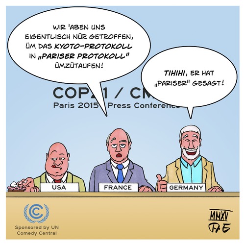 Cartoon: Pariser Protokoll (medium) by Timo Essner tagged klimagipfel,paris,klimakonferenz,un,cc,cop21,cmp11,pariser,protokoll,klimaerwärmung,wetter,umwelt,cartoon,timo,essner,klimagipfel,paris,klimakonferenz,un,cc,cop21,cmp11,pariser,protokoll,klimaerwärmung,wetter,umwelt,cartoon,timo,essner